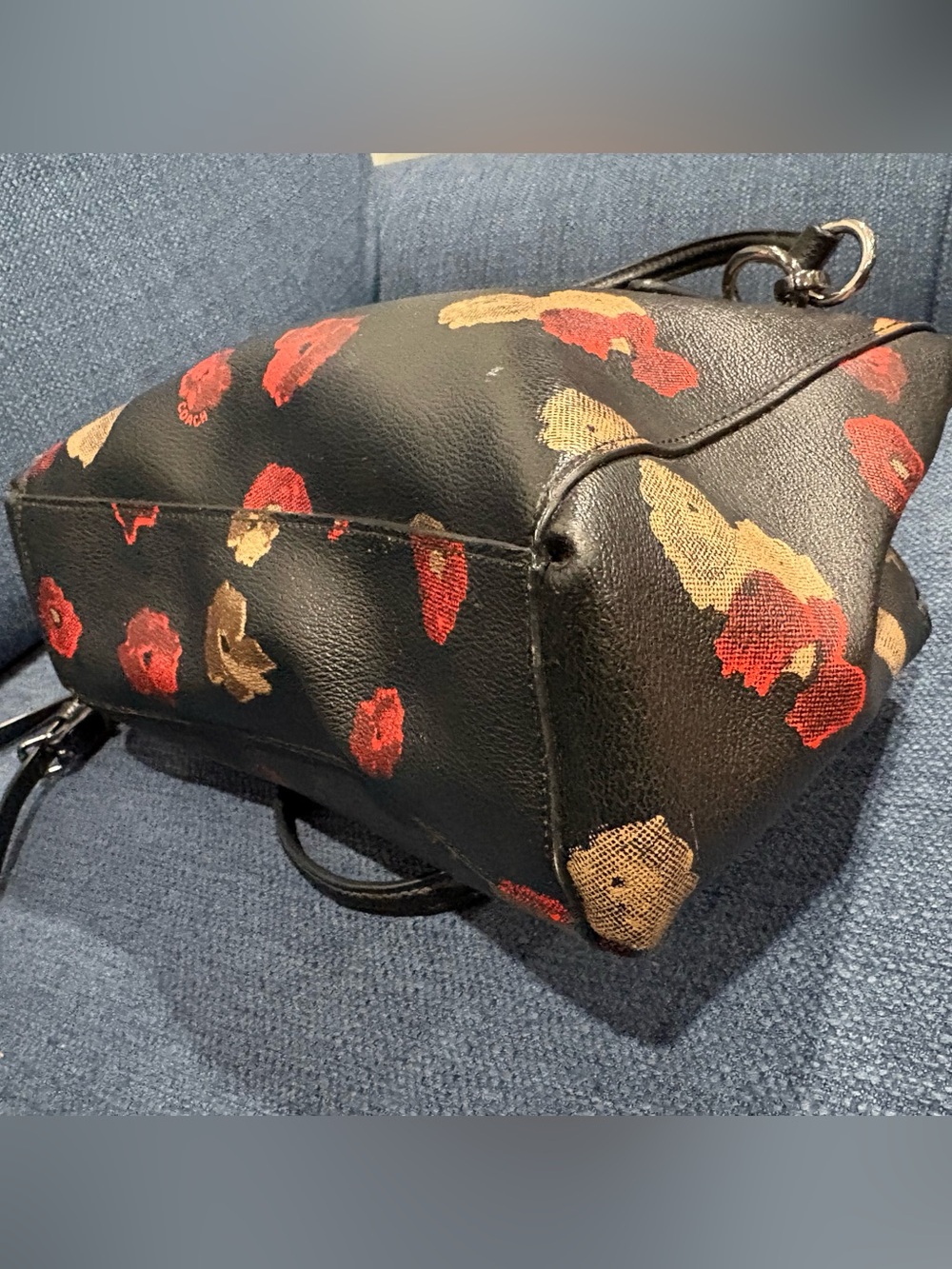 Coach Mia Floral Mini Satchel Crossbody | Black Pebbled Leather Floral Print - Picture 10 of 14